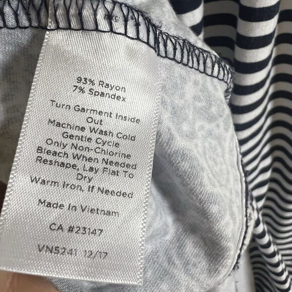 Talbots Sleevless Maxi Dress Navy White Stripes Sz M Stretch Summer Beach - Picture 5 of 8